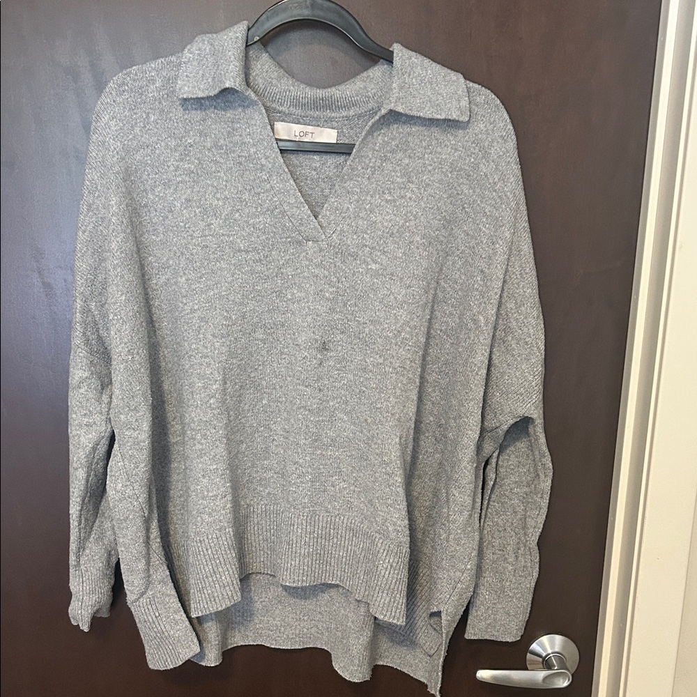 LOFT Gray Knit Sweater